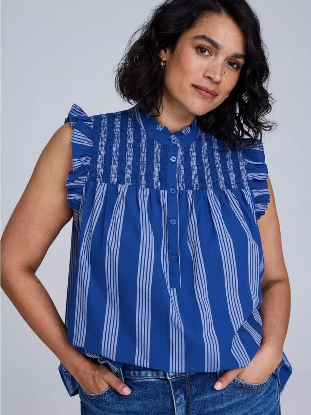 Torrid NWT Belle Isle Sleeveless Top in Dream Stripe Blue size 3X